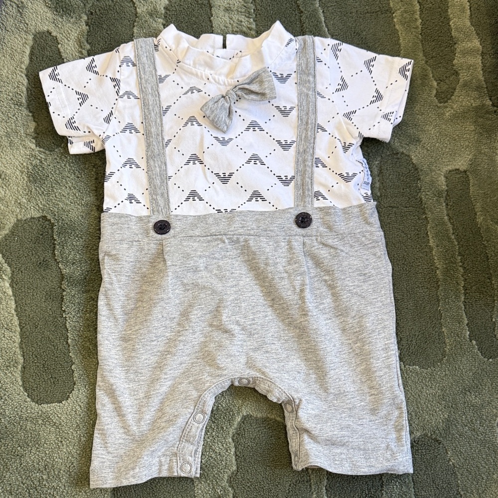 Giorgio Armani Baby Romper in Gray and White